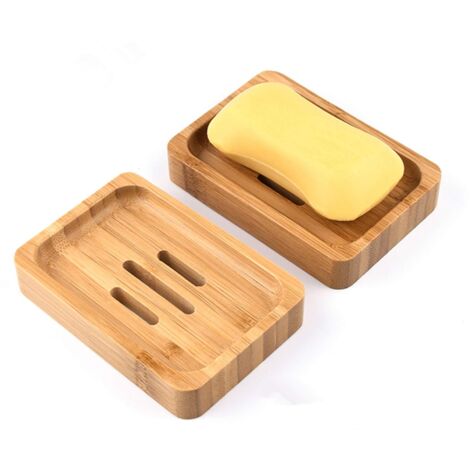 2 X Bamboo Soap Holder Dish for Bathroom Shower Craft Sponges (1/5)