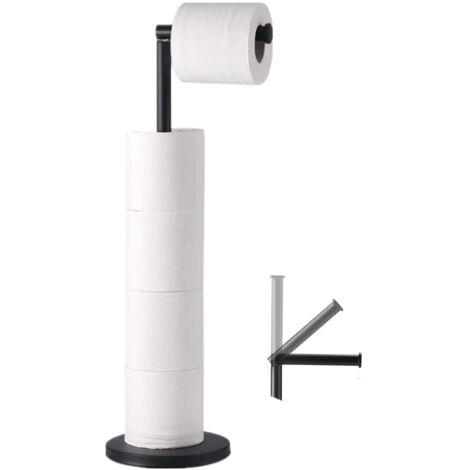 Stainless Steel Freestanding Toilet Paper Holder with Spare Roll Storage Non Slip Base (1/5)