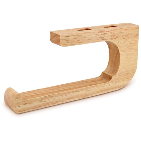 Wooden Toilet Roll Holder No Drilling Self Adhesive Drillable Thickened Natural Wood Minimalist (1/5)