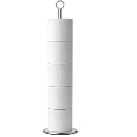 Freestanding Toilet Paper Holder Reserve Function Stainless Steel Holds 4-6 Rolls Bathroom (1/5)