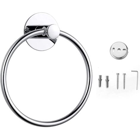 Stainless Steel Round Wall Mounted Towel Ring Bathroom Kitchen