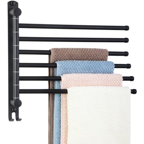 Bathroom Towel Holder 6 Rotatable 180° SUS304 Stainless Steel Wall Mounted Space Saver (1/5)