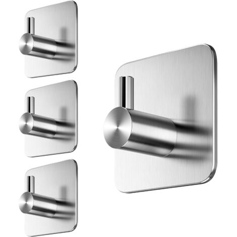 No Drilling Towel Rack 4 Pack Stainless Steel Adhesive Hooks Waterproof For Bathroom Kitchen (1/5)