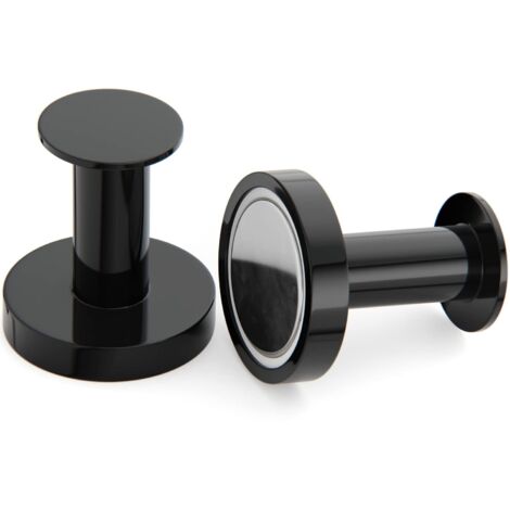 Magnetic Coat Rack 2 Strong Black Wall Hooks Rare Neodymium Metal (1/5)