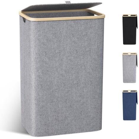 Laundry Basket With Lid 100L Large Foldable Removable Oxford Bag Handles (1/5)