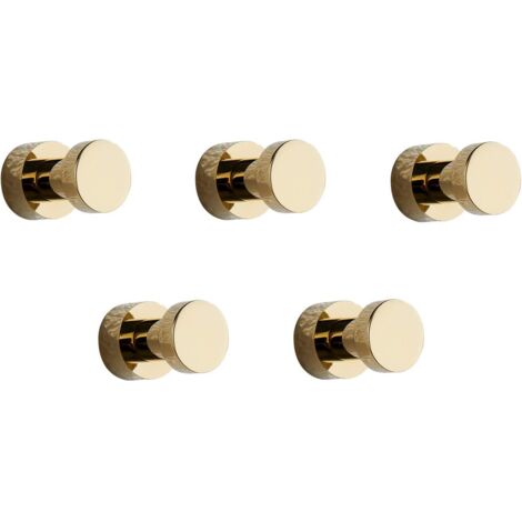 Brass Wall Hooks 5 Packs Heavy Duty Self Adhesive No Drill for Bathroom Kitchen Coat Towel (1/5)