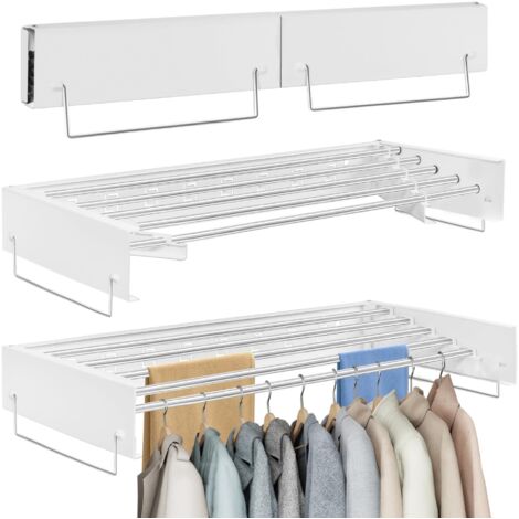 80cm Folding Wall Mounted Clothes Airer 5 Rods Retractable Space Saving Indoor Outdoor (1/5)