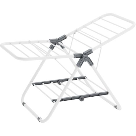 2 Tier Foldable Clothes Airer 3 Height Adjustable Wings Rust Resistant Space Saving Drying Rack (1/5)