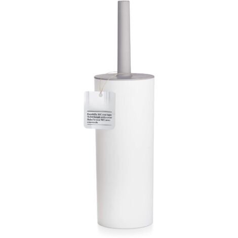 Toilet Brush With Lid Effective Cleaning Soft Touch Sturdy Flexible Filament 37x9.2cm White (1/4)