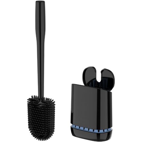 Silicone Toilet Brush Stand Wall Floor Mount TPR Bristles Flexible Durable Cleaning (1/5)