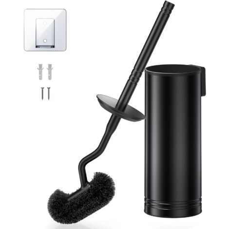Stainless Steel Toilet Brush Set Wall Mounted 360 Cleaning Enclosed Holder Long Handle (1/5)