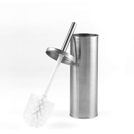 Toilet Brush with Stainless Steel Holder Silicone Hygienic Lid Deep Cleaning Compact Storage (1/4)