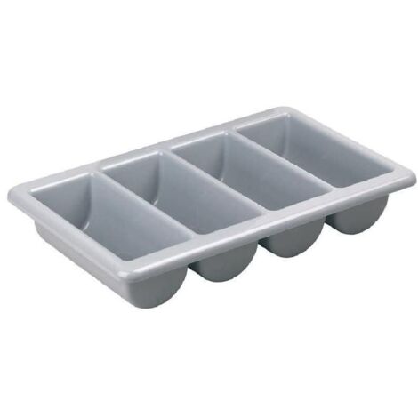 4 Compartment Cutlery Tray Stackable Dishwasher Safe Durable Plastic Large Capacity (1/4)