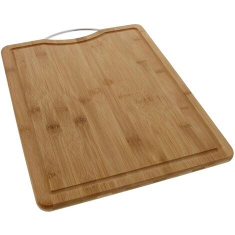 Rectangular Chopping Board Bamboo Integrated Juice Tray Stainless Steel Handle Durable Easy Clean (1/5)