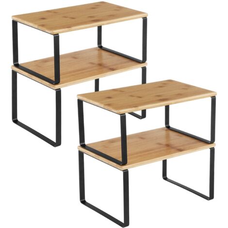 Spice Rack Set 4 Expandable Stackable Kitchen Storage Shelves Metal Engineered Wood (1/5)