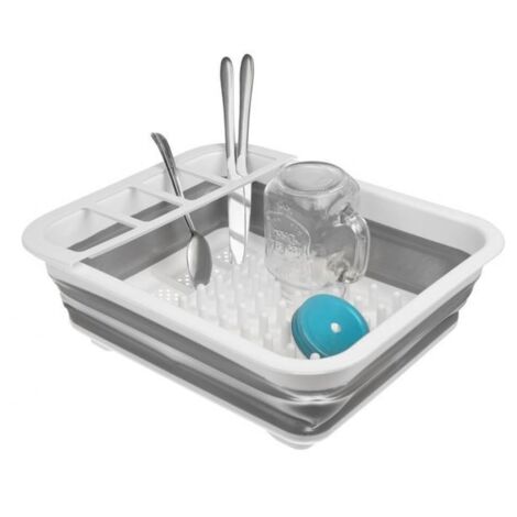 Foldable Silicone Dish Drainer Multiple Compartments Cutlery Holder Durable Versatile 36x31cm (1/5)