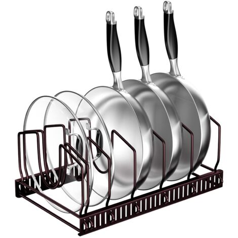 Kitchen Pot Lid Storage Organizer 7 Adjustable Compartments Drawer Holder (1/5)