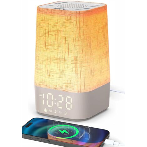 Light Up Alarm Clock Dawn Simulator 30 Sleep Sounds Dimmable Lamp USB Charge Snooze Timer (1/5)