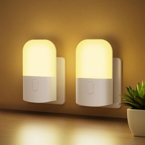 2 Children's Night Lights Electric Socket 3 Brightness Warm White Light Sensor Multi-Scenario Use