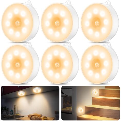 Motion Sensor Night Light 3 AAA Auto On/Off 60 Lumens Soft Puck Light for Closet Staircase Bedroom