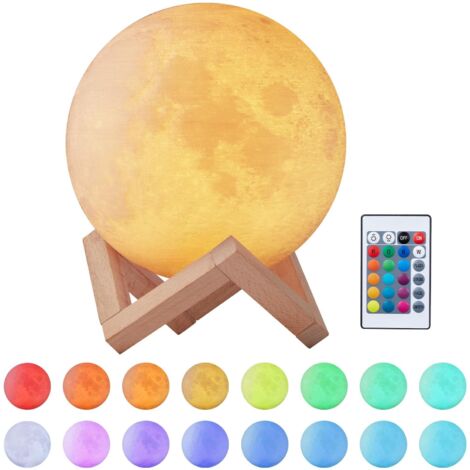 3D Moon Lamp LED Night Light Dimmable 16 Colors Remote Touch USB Rechargeable 4 Modes Bedroom Gift (1/5)