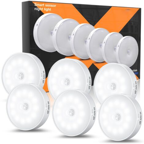 Motion Sensor Lights 4 Pack Rechargeable 12 LEDs Stick On Night Light for Stair Wardrobe Closet