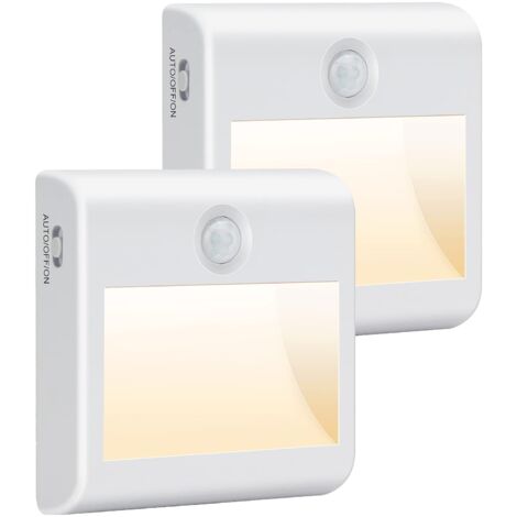 2 Pack Motion Sensor LED Night Light 4000K White 3 Modes Cupboard Lamp for Hallway Stairs Kitchen