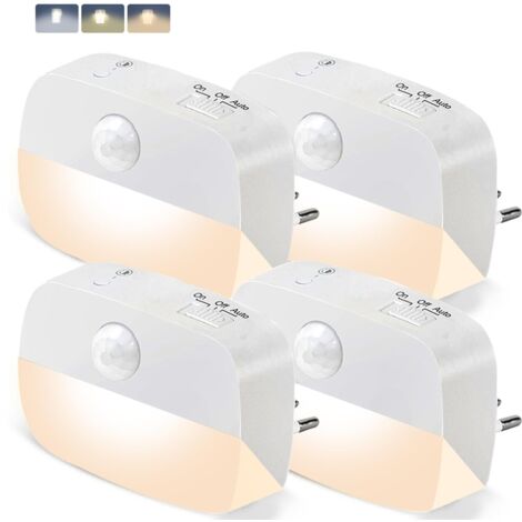 Set Of 4 Motion Sensor Night Lights 3 Colors Dimmable 3 Modes For Bedroom Hallway Staircase Cellar