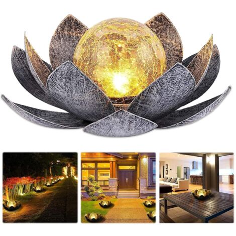 Outdoor Solar Lotus Lantern Warm White Light IP44 Waterproof Patio Yard Lawn Balcony (1/5)