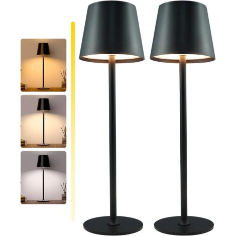 2 Pieces Rechargeable Wireless LED Table Lamp All Metal 5000mAh 3 Color Temperatures Touch Control (1/5)