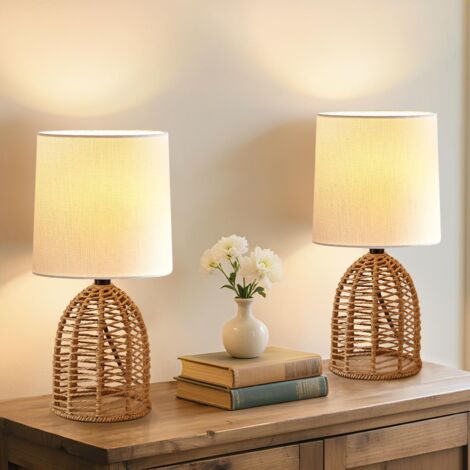 A set of 2 rattan lamps (with E27 power specification), suitable for bedrooms and living rooms. (1/5)