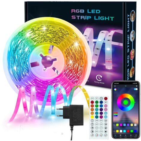 10m RGB LED Strip Lights 300 LEDs 24V App Remote Music Sync Timer for Bedroom Party (1/5)