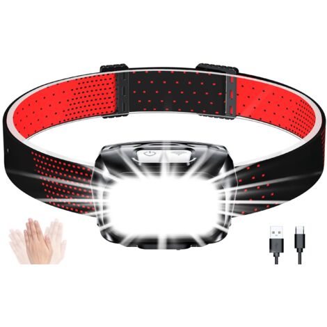 Rechargeable Headlamp 2000lm Super Bright 8 Modes Motion Sensor IPX5 Waterproof Lightweight Camping