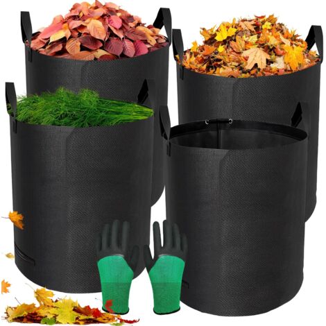 4 Pack 272L Heavy Duty Garden Waste Bags Waterproof Gloves Freestanding Foldable Reusable (1/5)