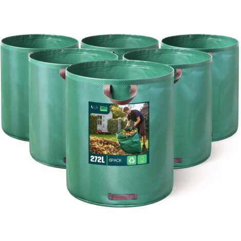 6 Pack 272L Heavy Duty Reusable Garden Bags with Handles Foldable PP Waste Bags for Leaves Grass (1/5)