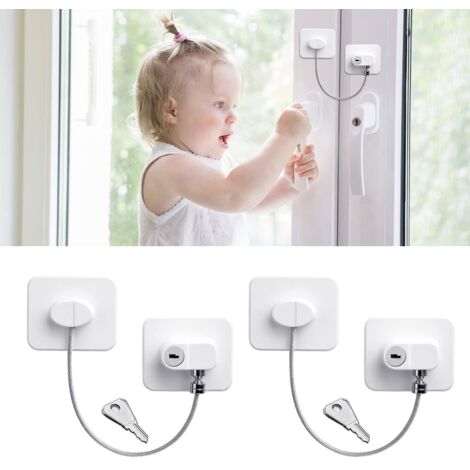 2 Piece Window Fridge Lock Set With Keys 3M Adhesive Multi Use Security (1/5)
