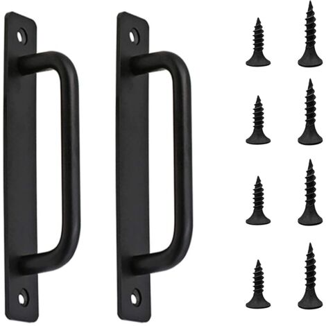 2 Aluminum Alloy Fixed Door Handles Sliding Heavy Duty for Cabinets Barn Doors Wooden with 4 Screws (1/5)