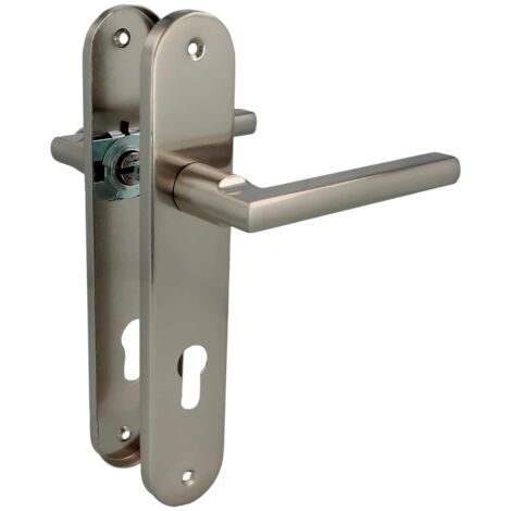 Interior Door Handle Set Plate Aluminum Nickel Brushed Elegant Simple (1/5)