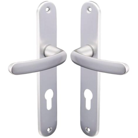 Door Handle Set On Large Plate Key Version 195mm Aluminium Easy Installation (1/5)