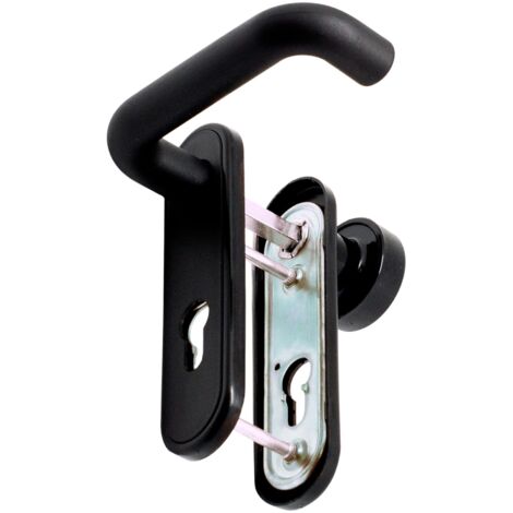 Door Handle Fixed Steel Plate Nylon Ergonomic Matte Black Slim Universal (1/5)