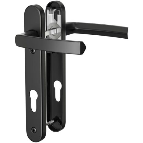 Black Upvc Aluminum Door Handle Set 92mm PZ 212mm Plate 122mm Screw Replacement (1/5)