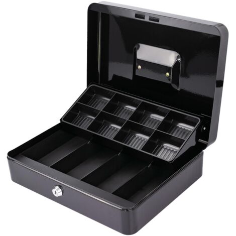 Lockable Cash Box with 8 Compartments 4 Bill Slots Steel (1/5)