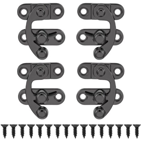 4 Pack Small Swivel Latches Zinc Alloy Black Box Hardware with Screws (1/5)