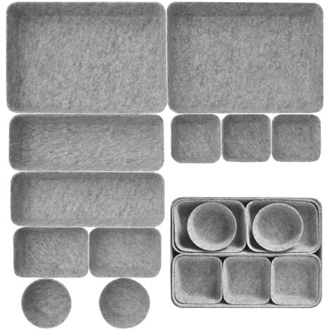 11 Piece Stackable Felt Drawer Organizer 5 Sizes Storage Compartment for Office Living Room Dressing (1/5)