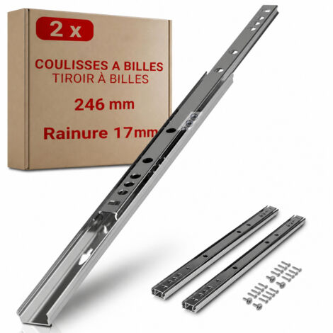 246mm Drawer Runner 17 Groove Anti-exit Safety Sliding Rail 1 Pair Easy Assembly Screws Included (1/5)