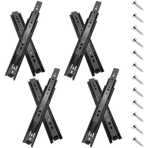 4 Pairs Drawer Runners Side Mount Full Extension Ball Bearings 45kg Capacity (1/5)