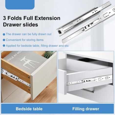 Lot de 6 glissières de tiroir – Roulement à billes à extension complète, plusieurs trous de fixation/pratique pour l'installation et la mise en service, rails de quincaillerie pour meubles d'armoire
