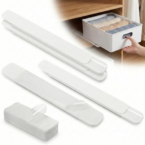 4X Adhesive Sliding Drawer Rails Rigid Plastic No Drill Smooth Storage Kit (1/5)