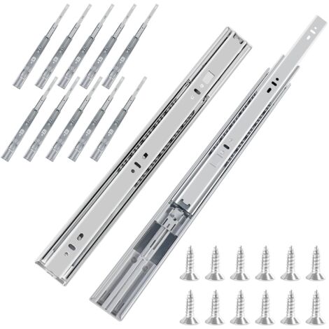 6 Pairs Soft Close Drawer Slides Full Extension Ball Bearing 45kg Capacity (1/5)