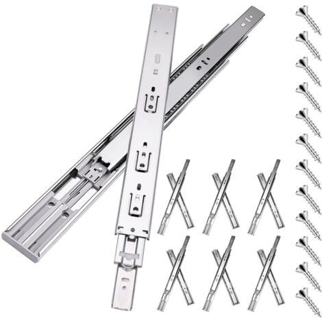 Drawer Runners 6 Pairs Soft Close Side Mount Full Extension Ball Bearings 45kg Capacity (1/5)